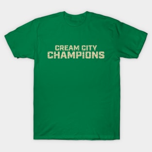 Milwaukee 'Cream City Champions' Sports Fan T-Shirt: Celebrate Your City with a Bold Cream Brick Design! T-Shirt